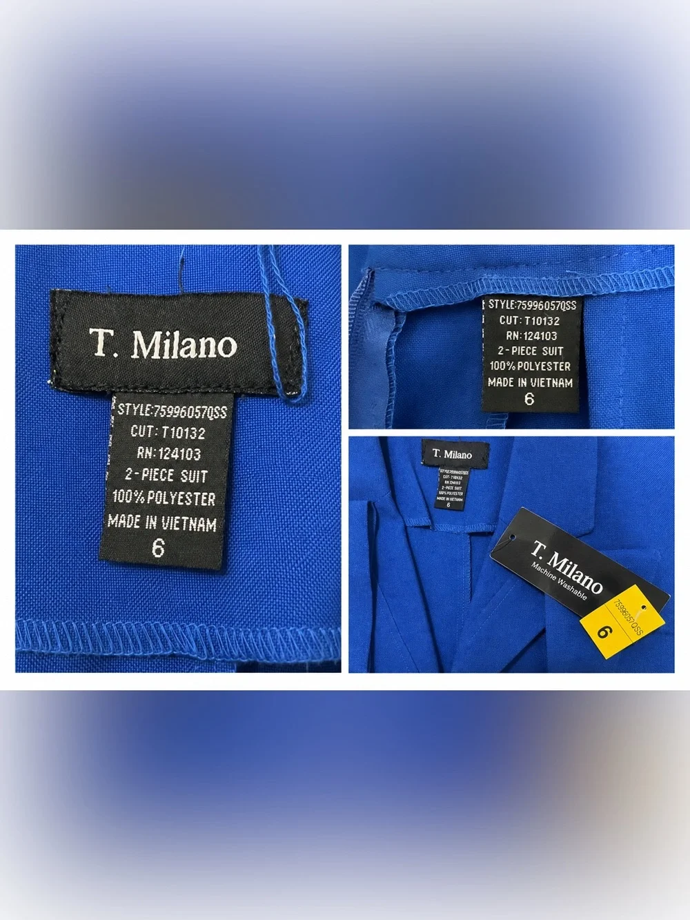 T Milano Skirt Suit Sz 6 Cobalt Blue Tailored Career Business NWT